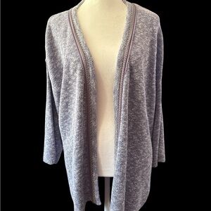 NWT Amber Sun Nordstrom Cardigan Sweater 100% Cotton Purple Marled Knit XL